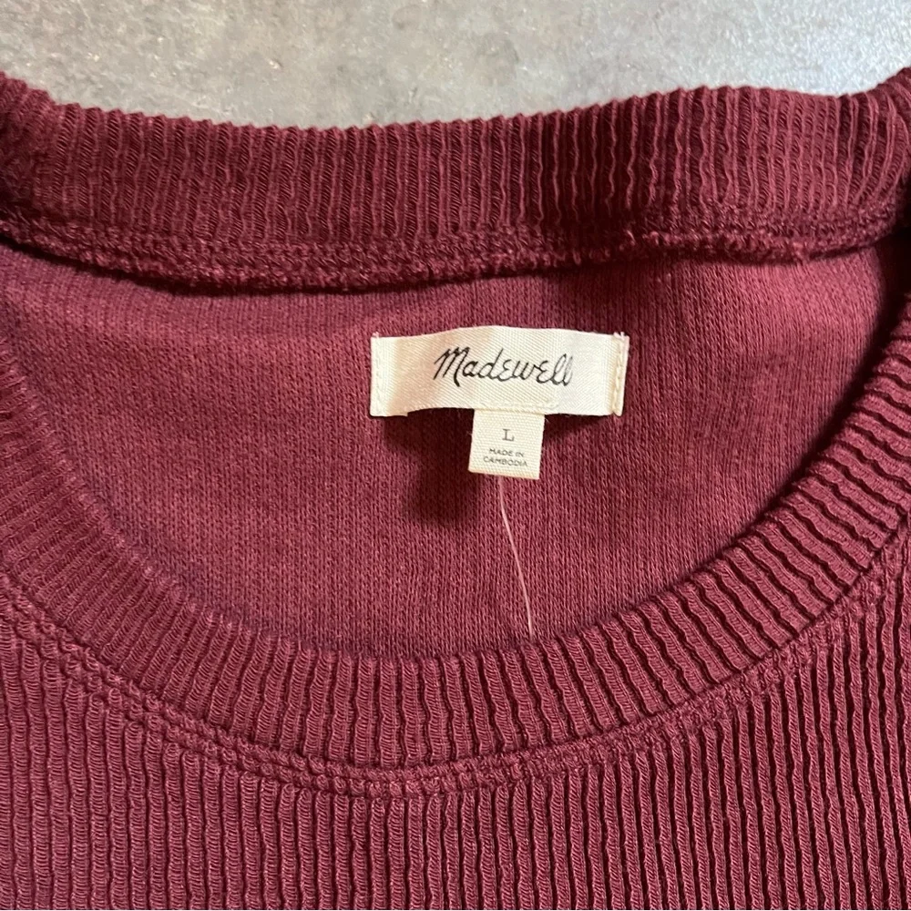 Madewell Ribbed Tie Front Long Sleeve Top